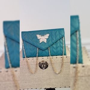 Rhinestone Studded Butterfly Clutch